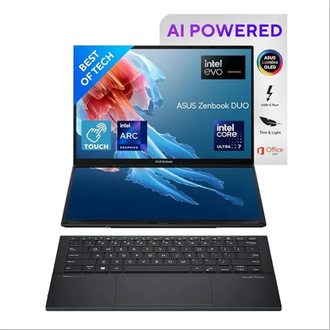 ASUS Zenbook Duo OLED (2024) | Dual Screen Laptop | 14" FHD OLED Touch Display | Intel Core Ultra 7 155H (32GB/1TB SSD)